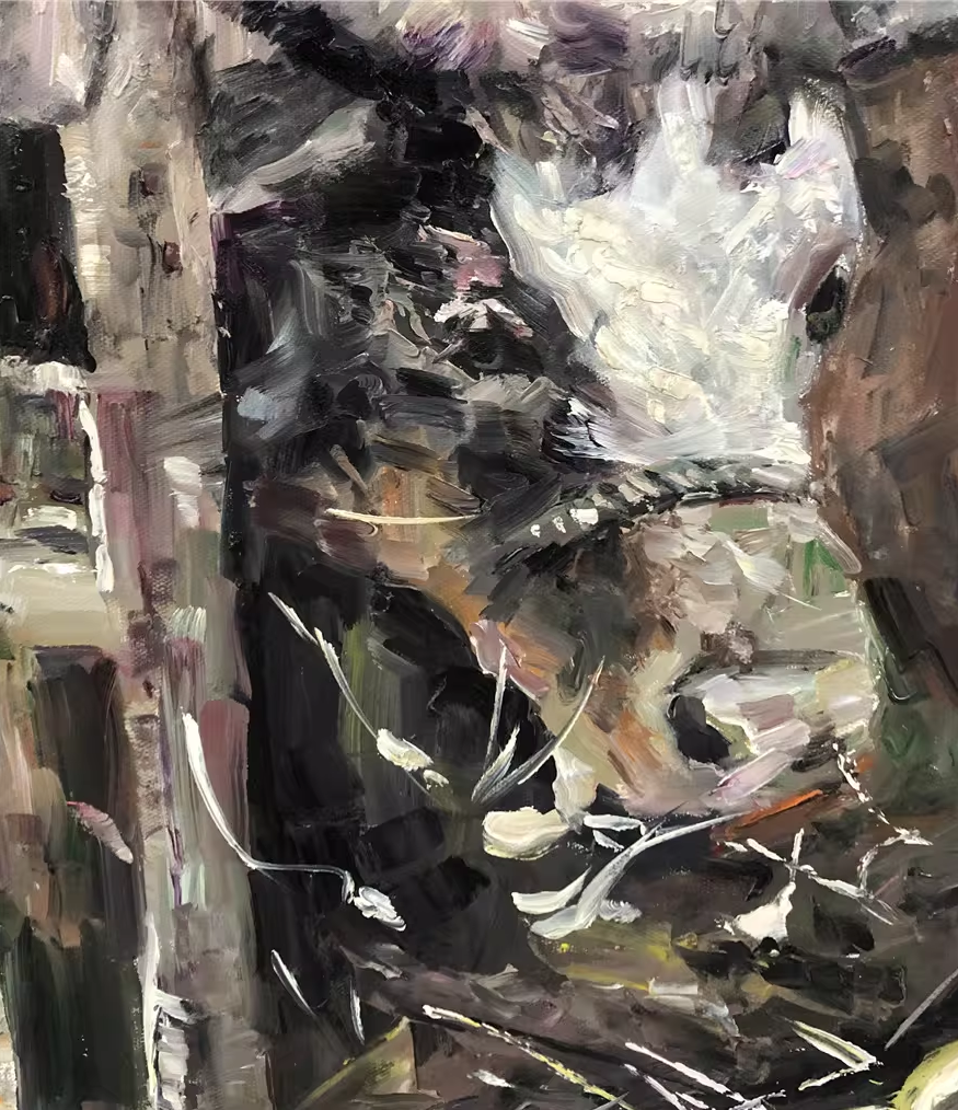 Original Oil Painting – Boy with Cow | Hand-Painted Realistic Genre Scene Figurative Art by Choi Tae Yong G2253