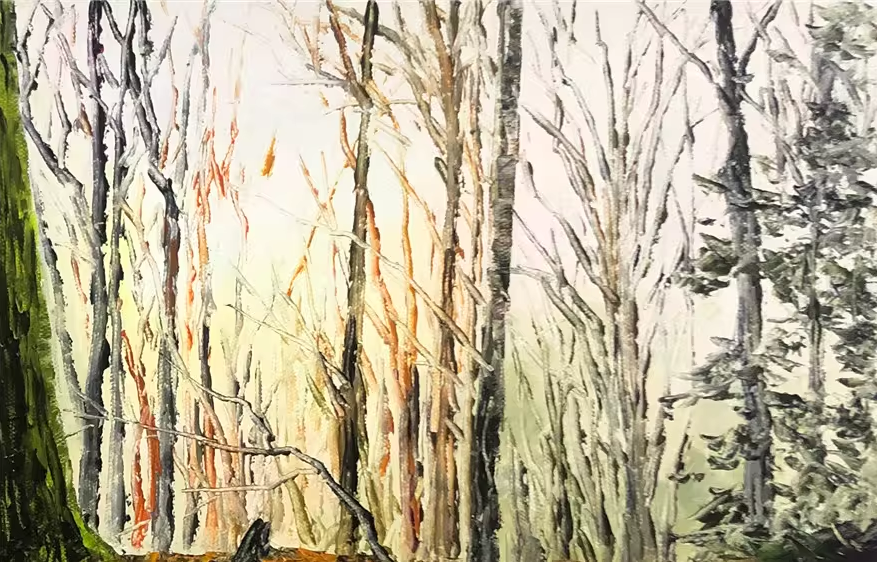 Original Oil Painting – Forest Steps | Hand‑Painted Impressionist Woodland Path Landscape Art by Kim Jong Su 11923