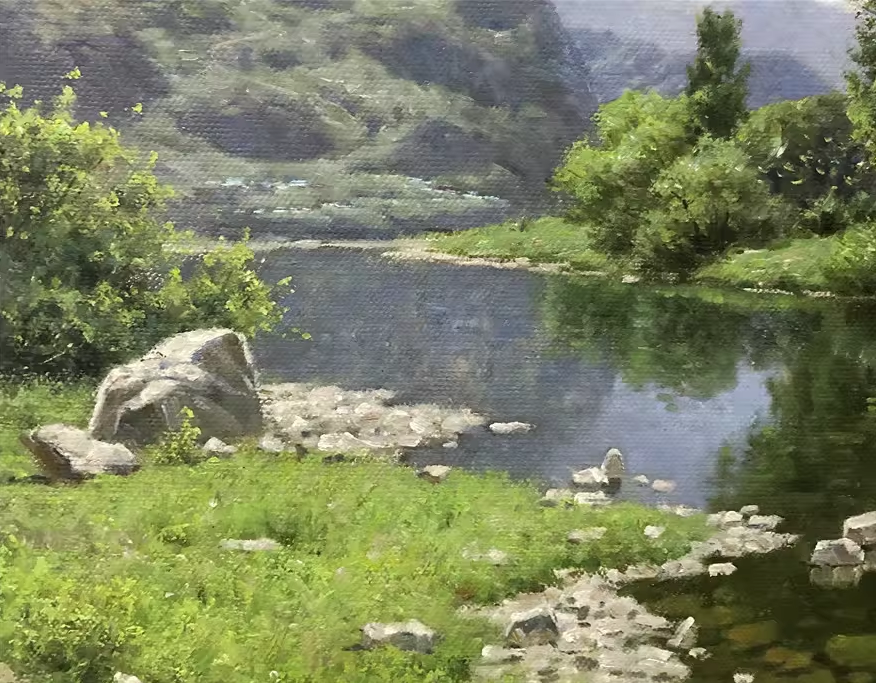 Original Oil Painting – River | Hand‑Painted North Korean Realist Landscape Art by Hong Chol 9216