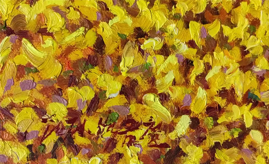Original Oil Painting – Golden Avenue | Hand‑Painted Realist Autumn Forest Landscape Art by Pak Kim Chol 8601