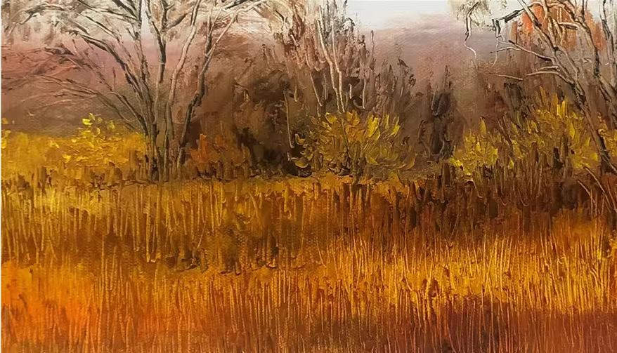Original Oil Painting – Field | Hand‑Painted Impressionist Autumn Field Landscape Art by Kim Jong Su  11882