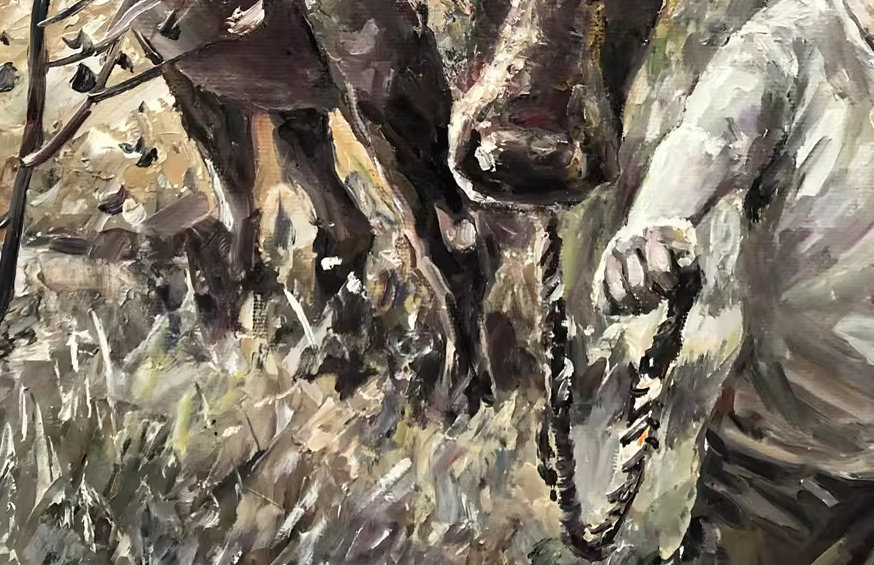 Original Oil Painting – Herding the Buffalo | Hand‑Painted Impressionist Rural Figurative Art by Choi Tae Yong G2271