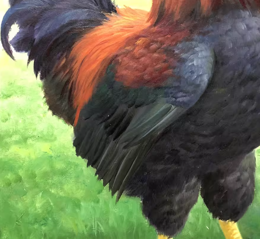 Original Oil Painting – Rooster | Hand-Painted Hyper-Realist Farm Animal Art by Kim Kyung Mi G2051
