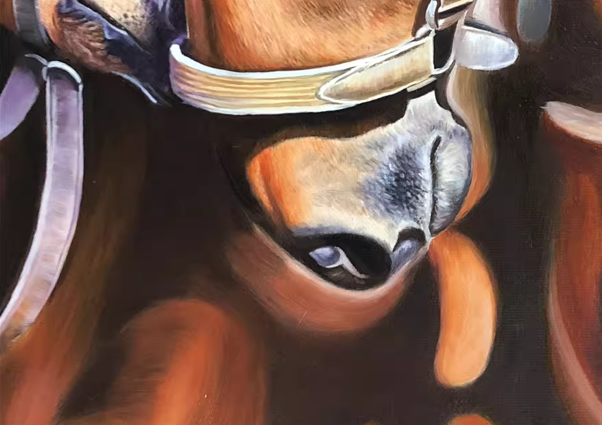 Original Oil Painting – Horses in Close‑Up | Hand‑Painted Hyper‑Realist Equine Art by Kim Jong Su G2163