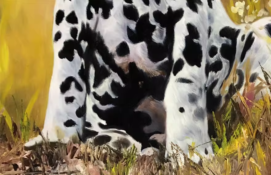 Original Oil Painting – Dalmatian Puppy in Meadow | Hand-Painted Hyper-Realist Dog Art by Kim Jong Su G2156