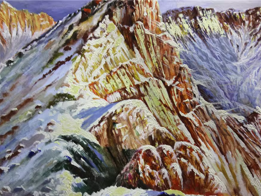 Original Oil Painting "Heaven Lake at Sunrise" by First-Class Painter Ju Seong Il – Collectible Hand-Painted Impressionist Mountain Landscape Art 5790