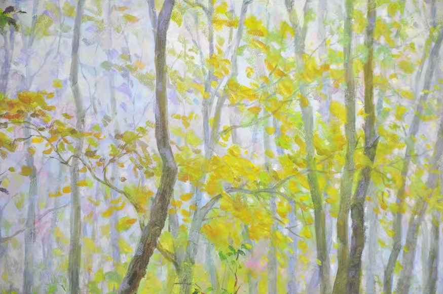 Original Oil Painting "Autumn Path in the Forest" by First-Class Painter Liu Chun Mi – Collectible Hand-Painted Impressionist Landscape Art 099