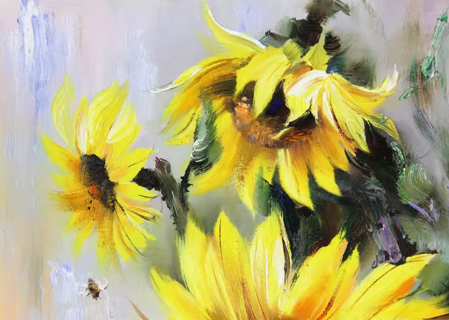 "Golden Radiance" – Original Sunflower Oil Painting by Master Artist Zhao Xiangxi 131