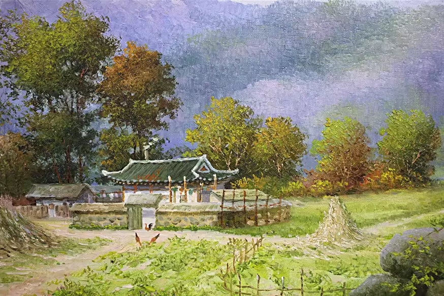 "The Pastoral Sanctuary" – Original Landscape Oil Painting by Master Artist Zhe Guo 6495