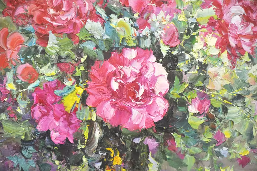 "Vibrant Petals" – Original Impressionist Flower Oil Painting by Master Artist Cui Jinlan 184