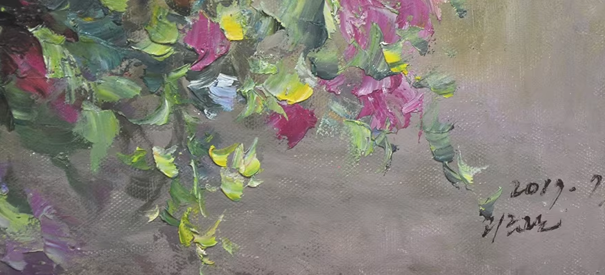 "Vibrant Petals" – Original Impressionist Flower Oil Painting by Master Artist Cui Jinlan 184