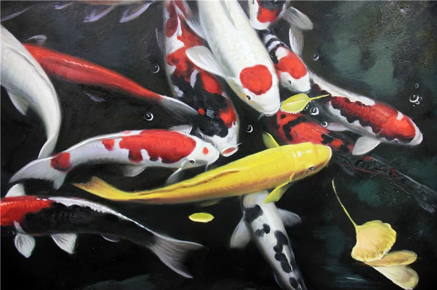 "Golden Fortune" – Original Realistic Koi Fish Oil Painting by Master Artist Choi Young Chol 1650