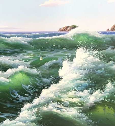 "The Great Surge" – Original 1.8-Meter Grandscape Ocean Waves Oil Painting by Merited Artist Kang Dae Kyung 15155