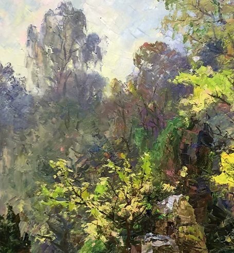 "The Quiet Pathway" – Original Realistic Garden Landscape Oil Painting by Master Artist Li Changfan  15571