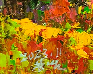 "Golden Park Solitude" – Original Impressionist Landscape Oil Painting by Master Artist Li Changfan 15556
