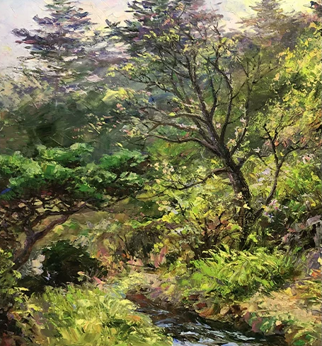 "Whispers of the Deep Forest" – Original Forest and Stream Oil Painting by Master Li Changfan 15558