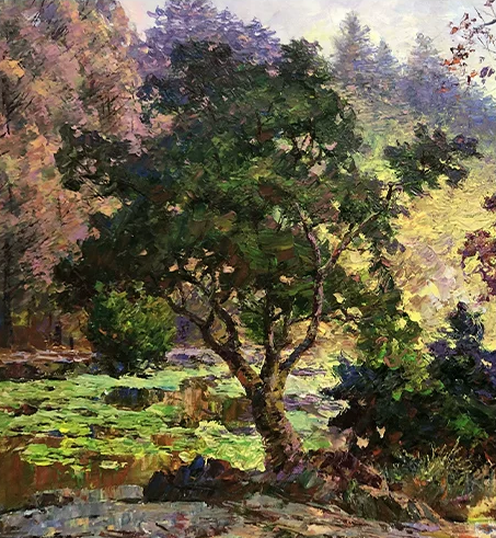 "Golden Afternoon in the Park" – Original Impressionist Realistic Oil Painting by Master Li Changfan 15563