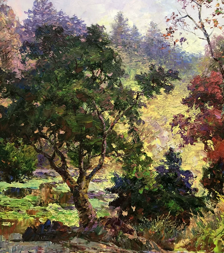 "Golden Afternoon in the Park" – Original Impressionist Realistic Oil Painting by Master Li Changfan 15563
