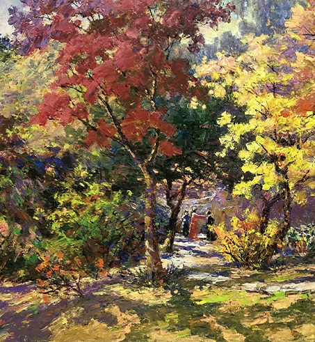 "Golden Afternoon in the Park" – Original Impressionist Oil Painting by Master Li Changfan 15580