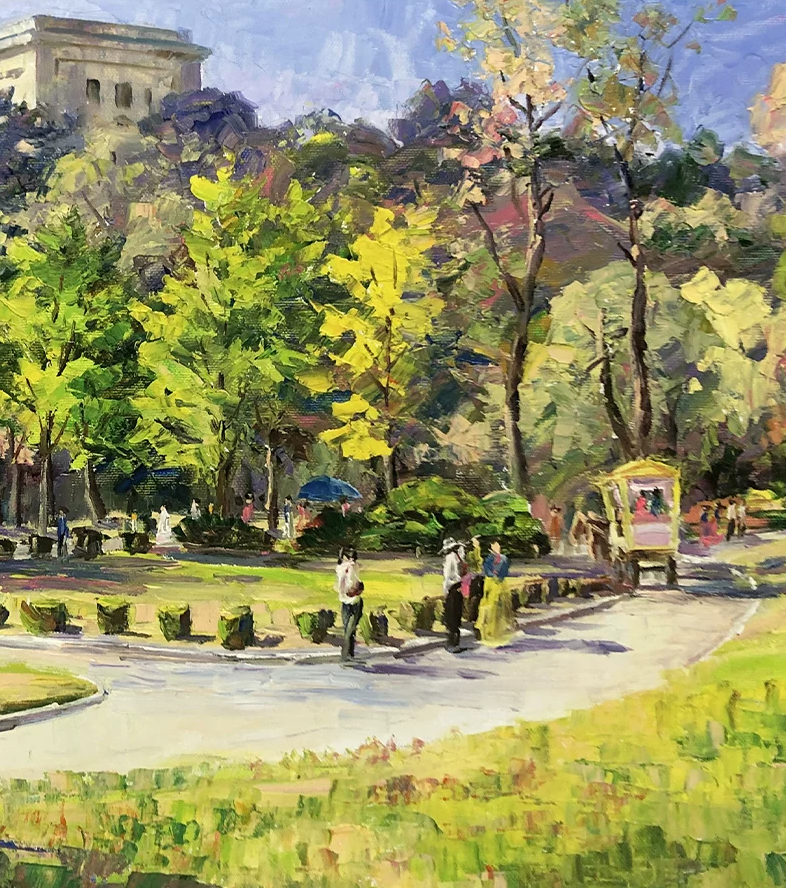 "A Sunny Afternoon in the Park" – Original Impressionist Realism Oil Painting by Master Li Changfan 15586