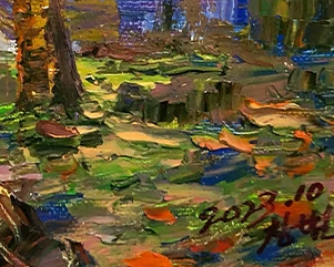 "Autumn Symphony in the Park" – Original Impressionist Landscape Oil Painting by Master Li Changfan 15560