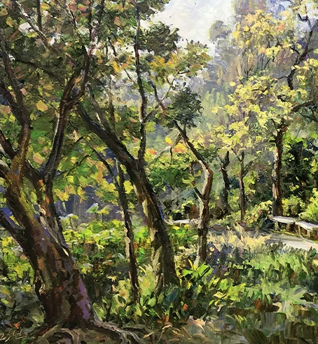 "Sun-Drenched Pathway" – Original Impressionist Realistic Oil Painting by Master Li Changfan 15579