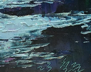 "Shimmering Twilight" – Original Impressionist Water Landscape Oil Painting by Master Kim Chol Jun 15469