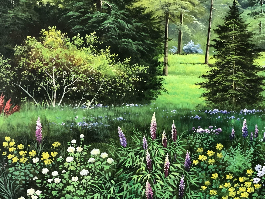 "Deer in the Enchanted Forest" – Original 1.6M Large-Scale Oil Painting by Master Zheng Yu G2505