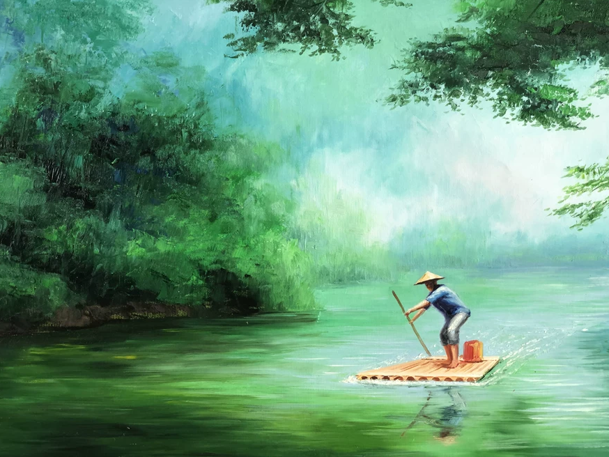 "The Verdant Journey" – Original Impressionist Realistic Oil Painting by Merited Artist 13670