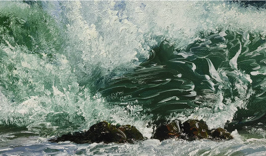 "The Majestic Surge" – Original Realistic Ocean Waves Oil Painting by Master Artist Choe Myong Song 9790
