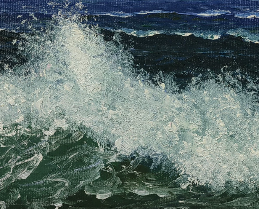 "The Majestic Surge" – Original Realistic Ocean Waves Oil Painting by Master Artist Choe Myong Song 9790