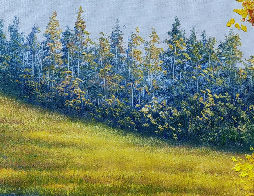 "Golden Harvest Forest" – Original Autumn Pastoral Oil Painting by First-Class Artist Paek Kum Chol 9902