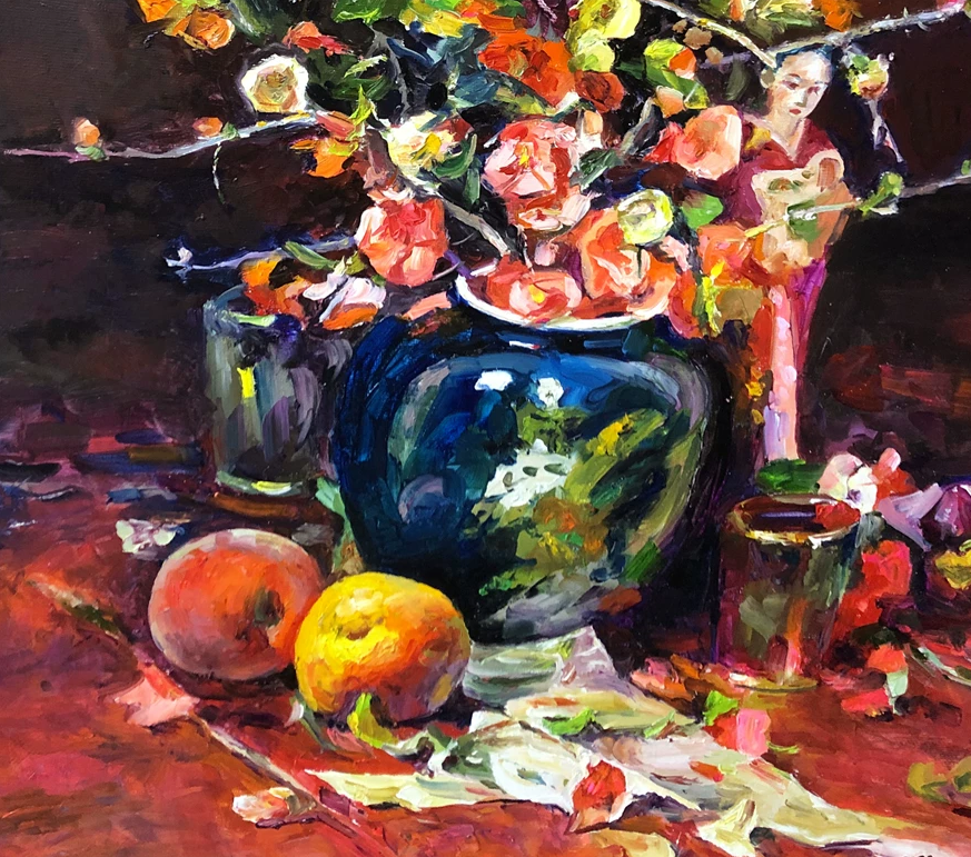 Original Oil Painting "Floral Radiance" by Ri Seong Chol (Grade 1 Artist) | 100x75cm Impasto Still Life G2229