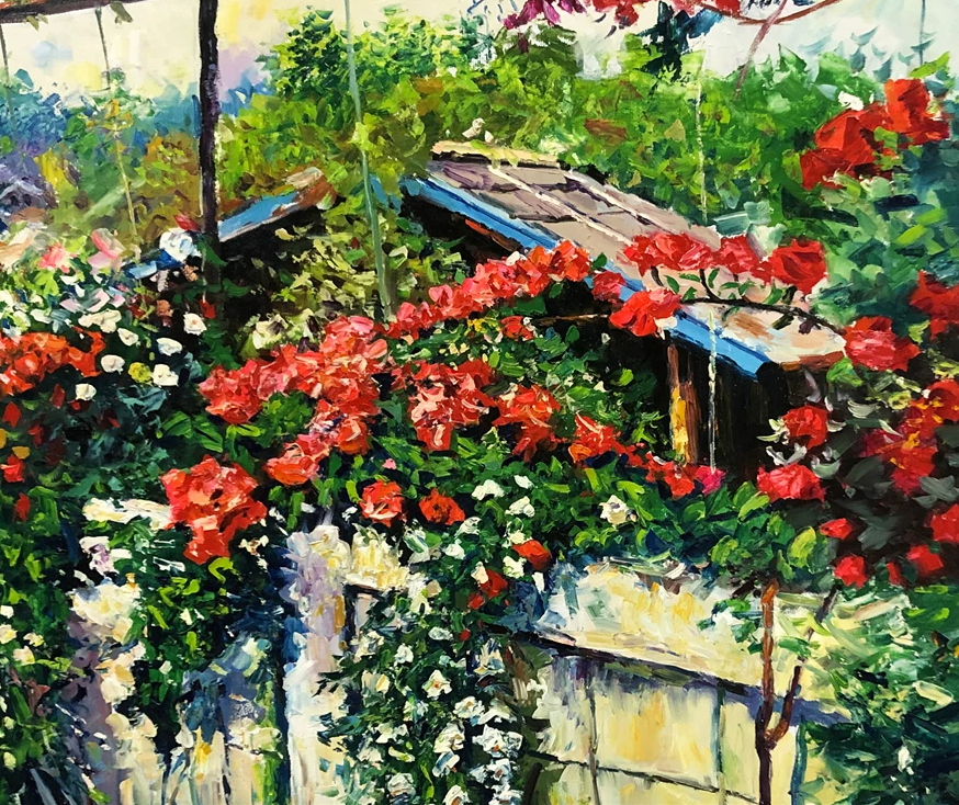 Original Oil Painting "Garden in Full Bloom" by Choe Thae Ryong (Grade 1 Artist) | 117x86cm Impressionist Landscape G2191
