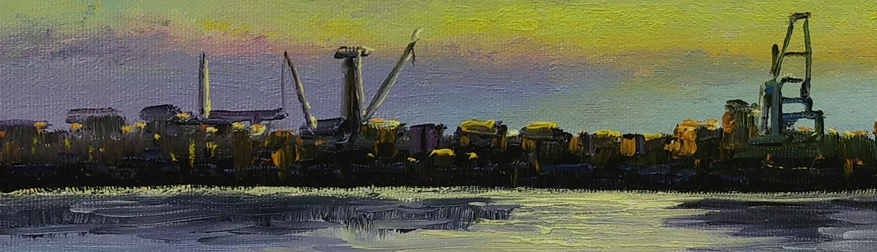 Original Oil Painting "Harbor Sunrise" by Choe Myong Song (Grade 1 Artist) | 90x60cm Modern Impressionist Seascape 9786