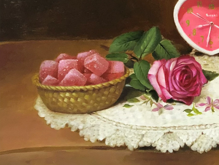 Original Oil Painting "Elegant Afternoon Tea" by Kim Son Hwa (Grade 1 Artist) | 90x60cm Romantic Floral Still Life 10118