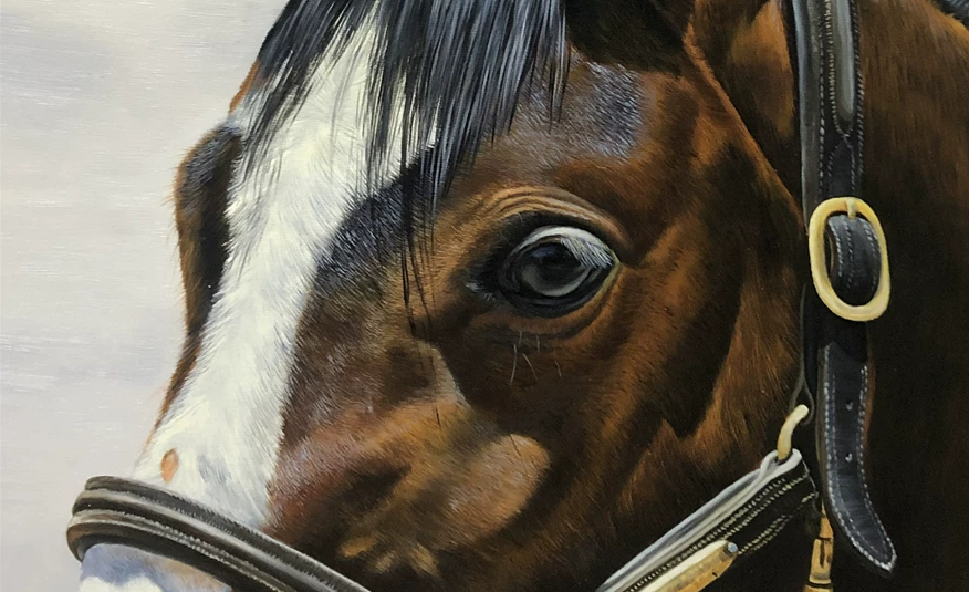 Original Oil Painting "The Noble Stallion" by Kim Jong Su (Grade 1 Artist) | 80x100cm Large Vertical Hyper-Realistic Horse Portrait G2197