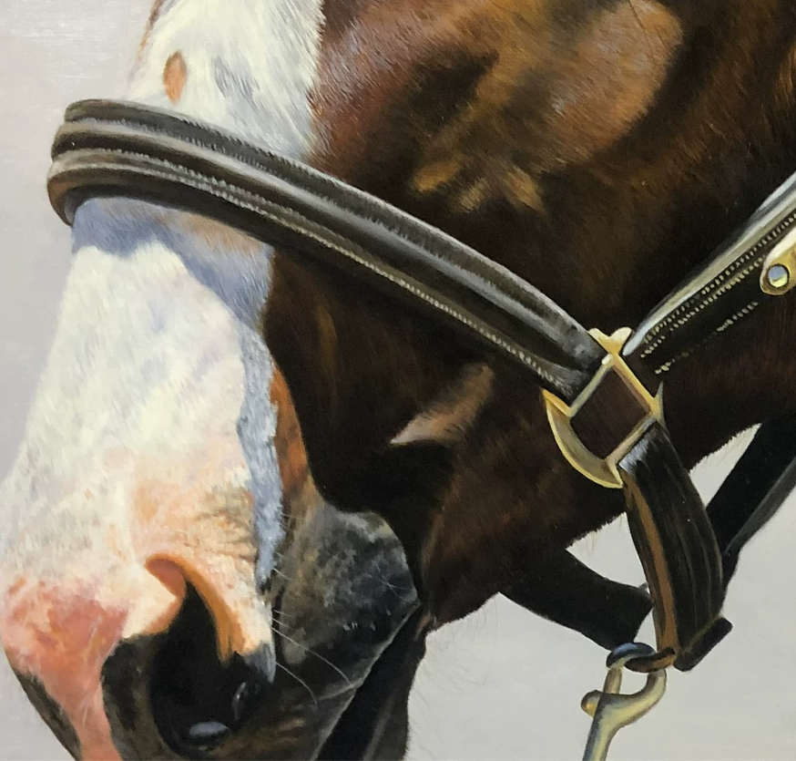 Original Oil Painting "The Noble Stallion" by Kim Jong Su (Grade 1 Artist) | 80x100cm Large Vertical Hyper-Realistic Horse Portrait G2197