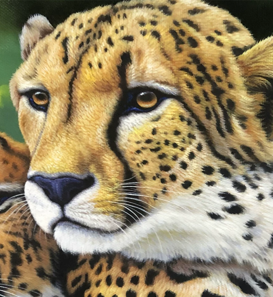 Original Hyper-Realistic Wildlife Oil Painting "The Golden Leopards" by Jeong Woo Yeong (Grade 1 Artist) | 120x80cm Large Scale Wildlife Masterpiece G2199