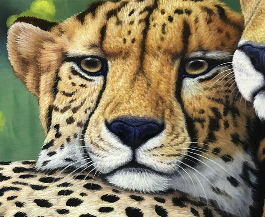 Original Hyper-Realistic Wildlife Oil Painting "The Golden Leopards" by Jeong Woo Yeong (Grade 1 Artist) | 120x80cm Large Scale Wildlife Masterpiece G2199
