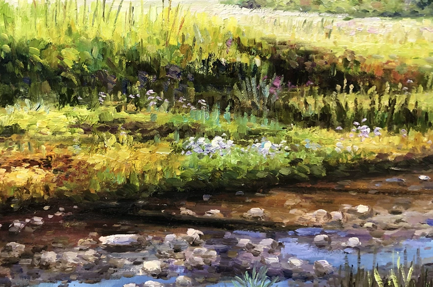 Original Landscape Oil Painting "The Riverside Village" by Kim Nam Su (Grade 1 Artist) | 100x72cm Large Scale Realist Masterpiece G2281