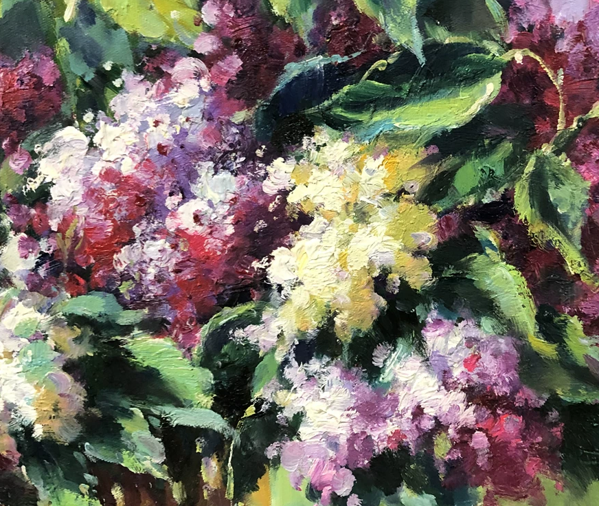 Original Impressionist Oil Painting "Lilacs in the Sunlit Vase" by Kim Hyun Myung (First-Class Artist) | 89x62cm Masterpiece Floral Still Life Canvas G2276
