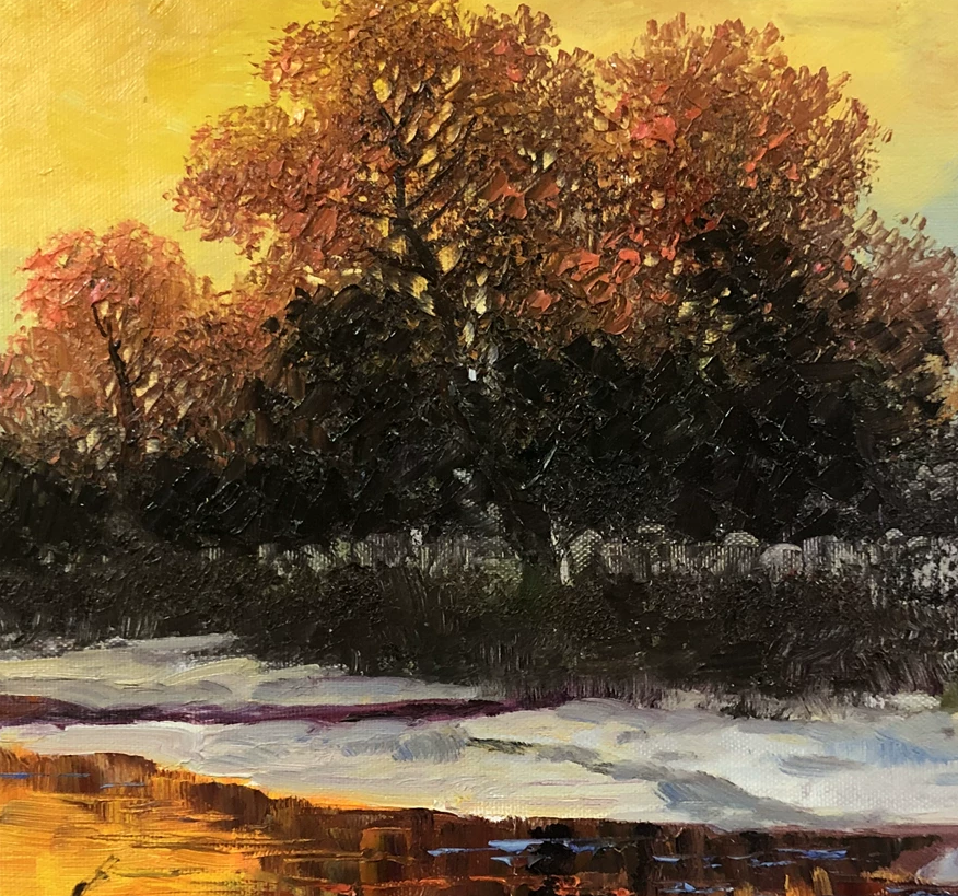 Original Landscape Oil Painting "Beautiful Stream Scenery" by Merited Artist Li Jixie | 90x60cm Hand-Painted Realist Masterpiece Canvas 10198