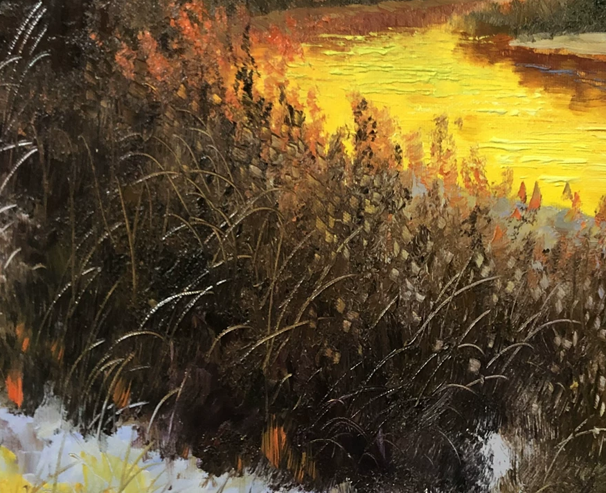 Original Landscape Oil Painting "Beautiful Stream Scenery" by Merited Artist Li Jixie | 90x60cm Hand-Painted Realist Masterpiece Canvas 10198