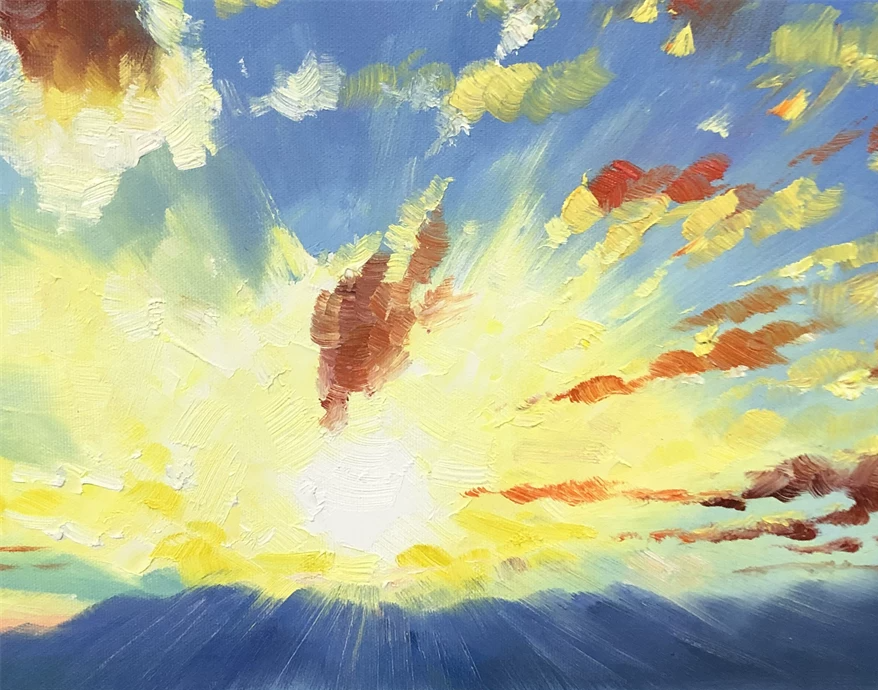 "Golden Shines Over Silver Mountains" Original Landscape Oil Painting by First-Class Artist Cui Mingxing - Fine Art for Living Room & Office Decor 10870