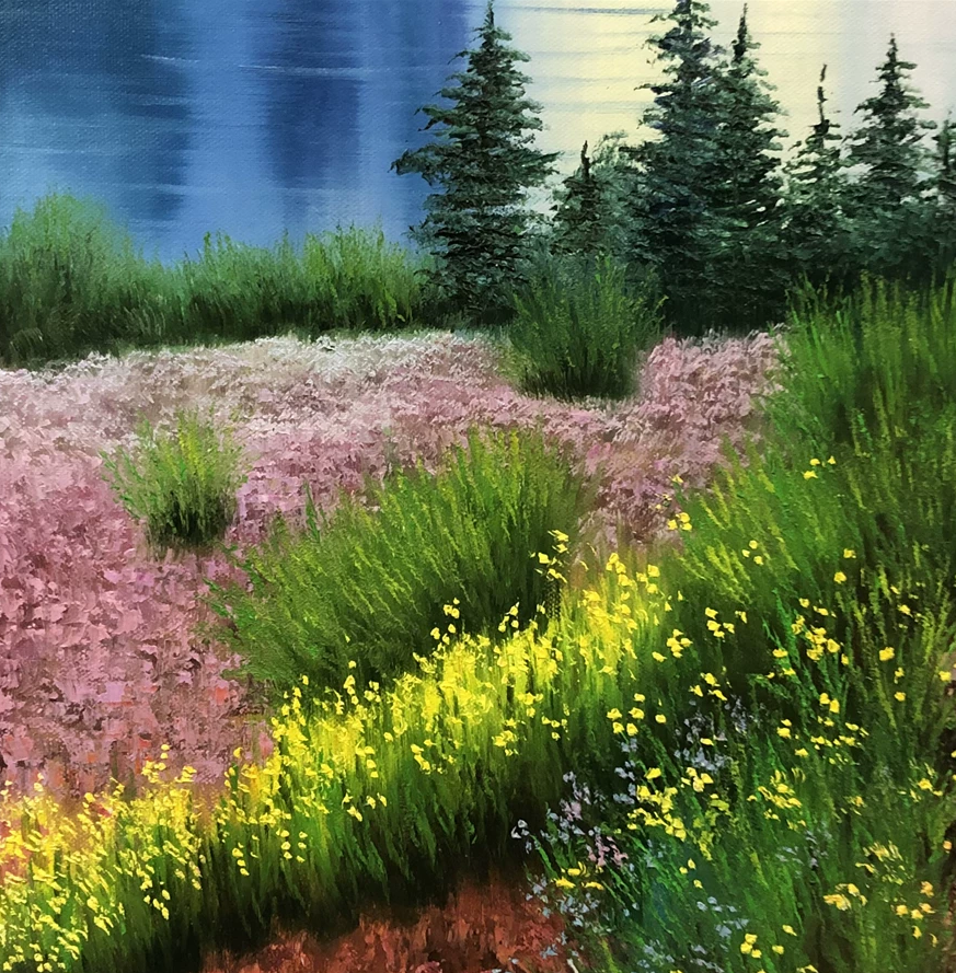 "Purple Aura from the East" - Monumental Landscape Original Oil Painting by First-Class Artist Baek Gim Cheol | 60x90cm Hand-Painted Fine Art Canvas Masterpiece 10850