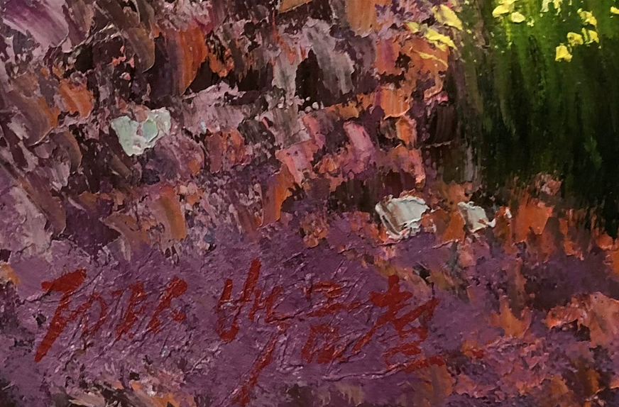"Purple Aura from the East" - Monumental Landscape Original Oil Painting by First-Class Artist Baek Gim Cheol | 60x90cm Hand-Painted Fine Art Canvas Masterpiece 10850