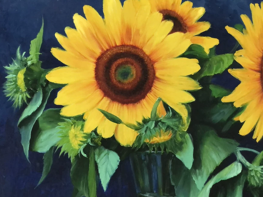 "Golden Fields of Hope" - Original Sunflower Fine Art Oil Painting by Merited Artist Kim Yeong Cheol | 72x57cm Hand-Painted Premium Canvas Masterpiece 12970