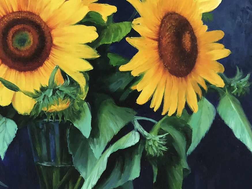 "Golden Fields of Hope" - Original Sunflower Fine Art Oil Painting by Merited Artist Kim Yeong Cheol | 72x57cm Hand-Painted Premium Canvas Masterpiece 12970