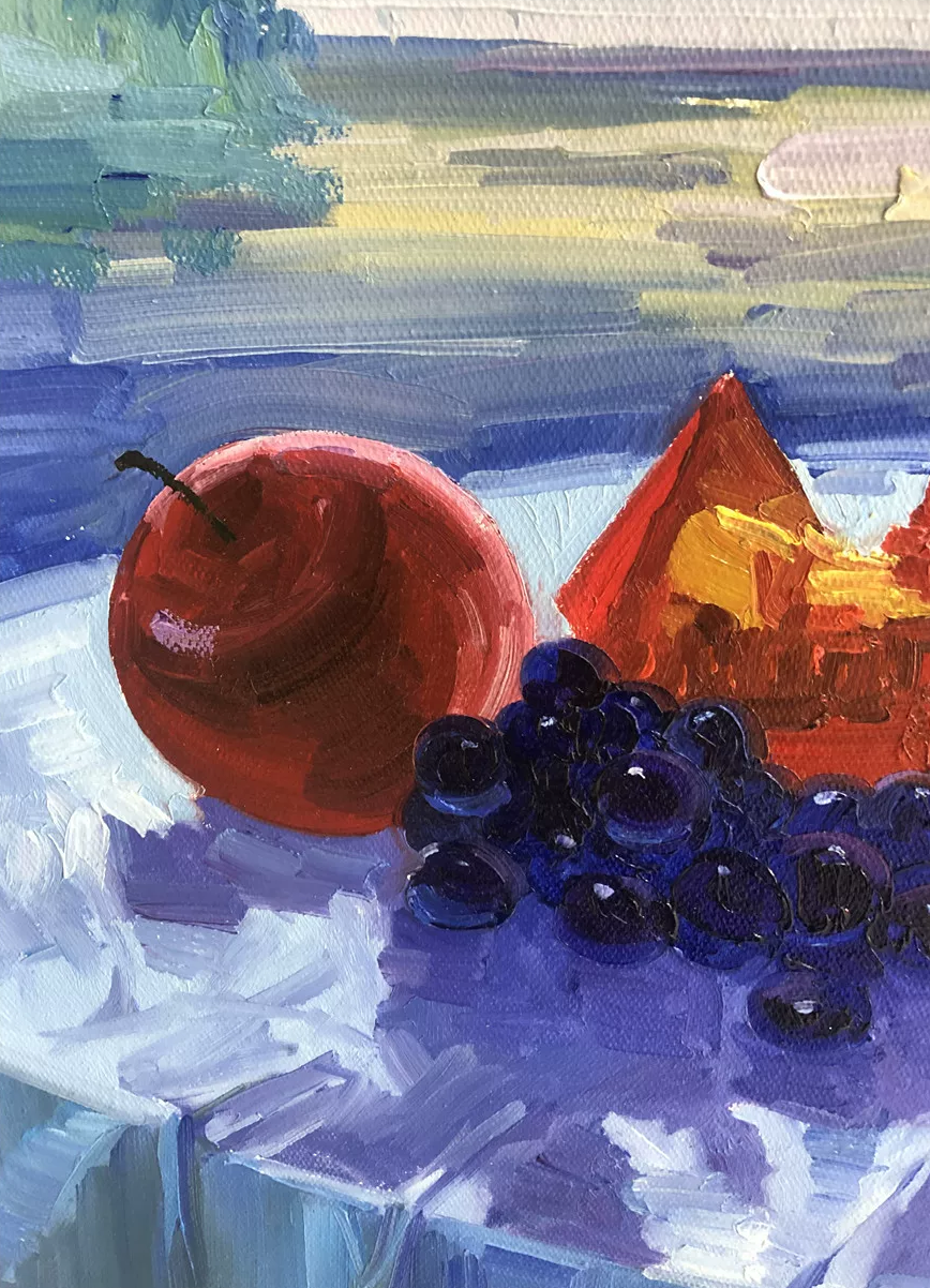 "The Radiant Banquet" - Original Impressionist Floral & Fruit Still Life Oil Painting by First-Class Artist Li Mingxun | 74x49cm Hand-Painted Premium Canvas Masterpiece 12895